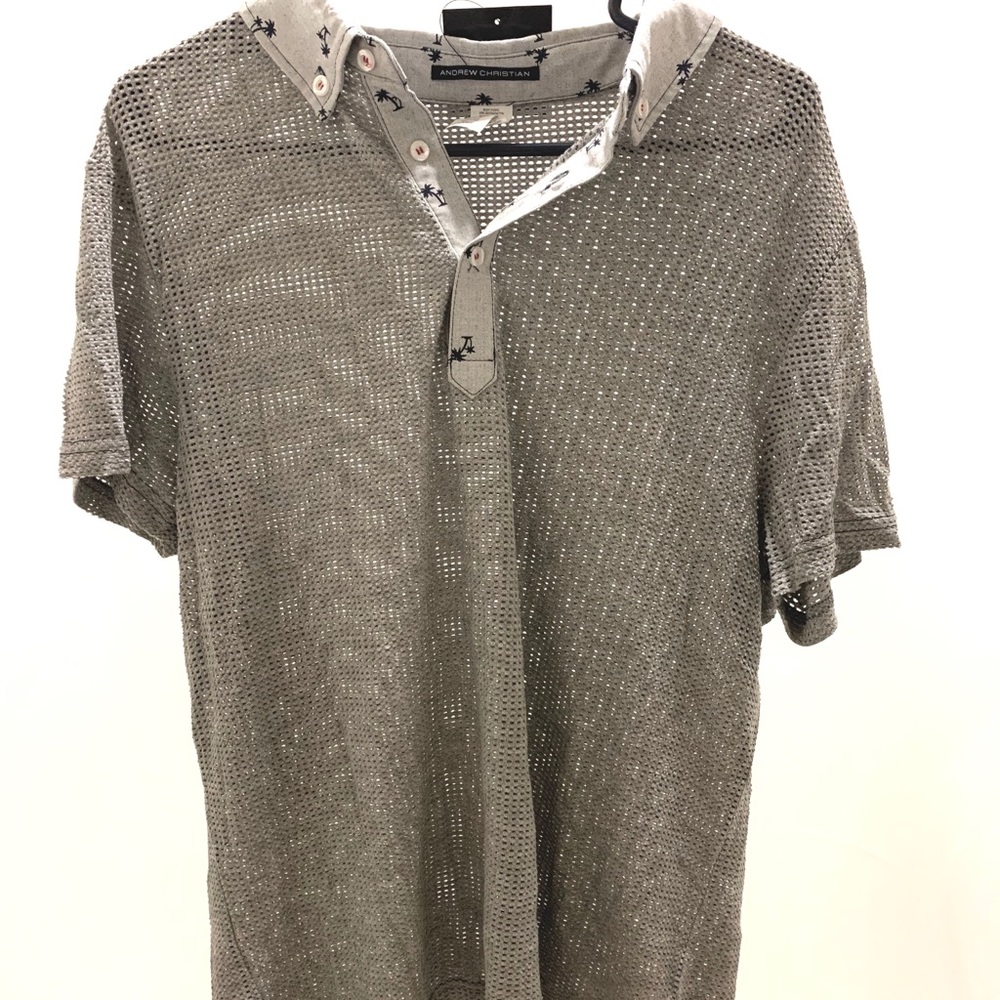 Andrew Christian California Palms Mesh Polo-Grey